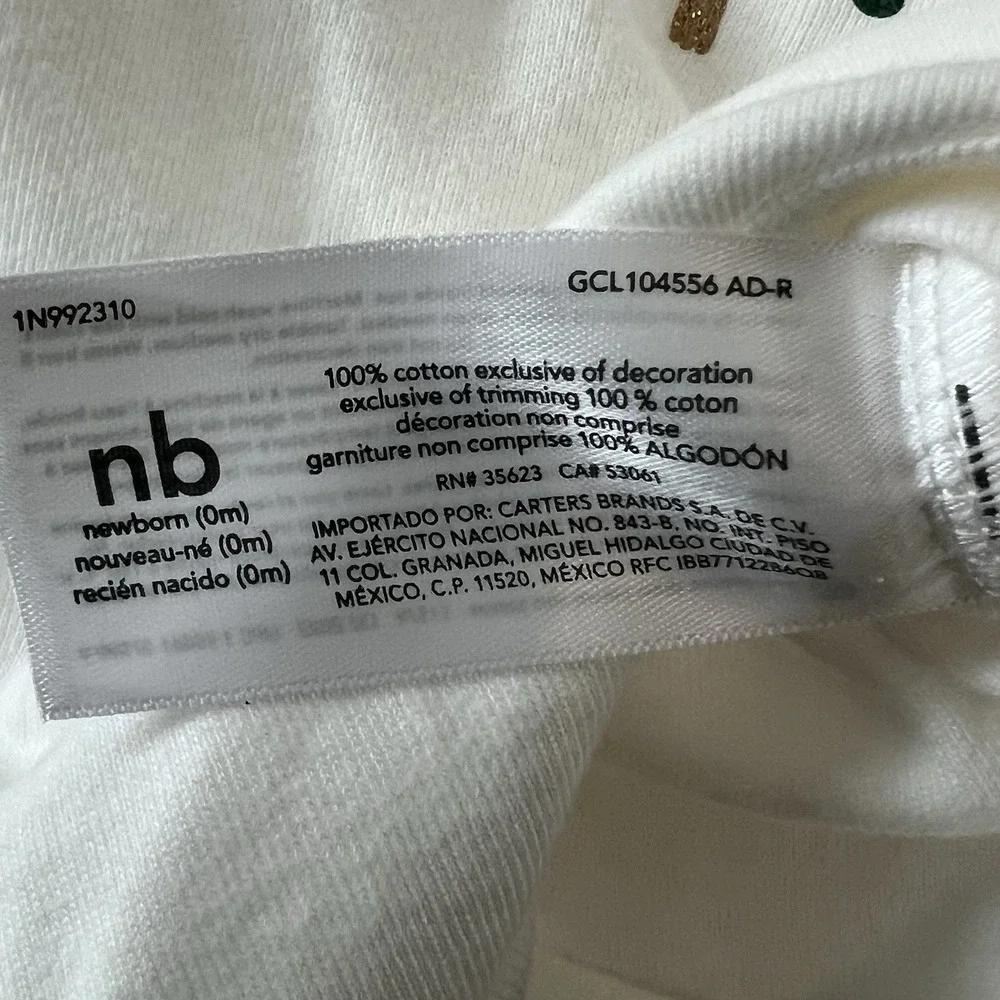 Carter's Bodysuit Baby NB White NEW Christmas Tree Merry and Bright 1N992310